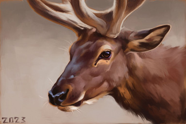 antlers black_nose brown_body brown_eyes brown_fur detailed_fur feral fur gradient_background horn male quadruped simple_background solo alexpahomov deer mammal 2023 detailed