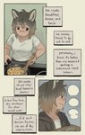 breasts clothed clothing cookware female frying_pan kitchen_utensils solo speech_bubble text tools gorarati snowball_(gorarati) animal_humanoid canid canid_humanoid canine canine_humanoid humanoid mammal mammal_humanoid wolf_humanoid comic english_text hi_res