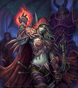 armor arrow_(weapon) beard bottomwear bow_(weapon) breasts clothing facial_hair gloves group handwear holding_bow_(weapon) holding_object holding_ranged_weapon holding_weapon hood horn humanoid_pointy_ears magic male membrane_(anatomy) membranous_wings navel not_furry pants pauldron pointy_ears ranged_weapon red_eyes smile weapon wings glenn_rane blizzard_entertainment warcraft world_of_warcraft_trading_card_game sylvanas_windrunner demon demon_humanoid elf humanoid 2009 hi_res official_art