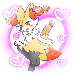 accessory ambiguous_anthro ambiguous_gender anthro biped bow_ribbon cute_fangs digitigrade dipstick_tail fangs food front_view hair_accessory hair_bow hair_ribbon heart_symbol jewelry looking_at_viewer markings necklace object_in_tail on_one_leg open_mouth open_smile ribbons shrimp_(food) simple_background smile snout solo standing star_polygon tail tail_markings teeth annyui0611 nintendo pokemon braixen canid generation_6_pokemon mammal pokemon_(species) 1:1 2024 digital_drawing_(artwork) digital_media_(artwork) full-length_portrait japanese_description portrait translated_description
