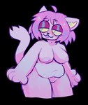 :3 anthro areola belly black_background breasts female fupa fur genitals hair navel nipples nude nude_female overweight overweight_anthro overweight_female pink_body pink_eyelids pink_fur pink_hair pussy shadow simple_background solo stretch_marks tail tongue tongue_out catgenderzz domestic_cat felid feline felis mammal 2023 digital_drawing_(artwork) digital_media_(artwork) hi_res