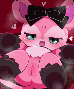 accessory anus aroused black_bow black_ear_tips black_feet black_hands blush bow_accessory bow_ribbon centered_hair_bow cheek_tuft chibi countershade_face countershading cute_fangs dipstick_ears ear_markings facial_tuft fangs featureless_feet featureless_hands feet female female_feral feral fur genitals green_eyes hair_accessory hair_bow hair_ribbon half-closed_eyes looking_at_viewer markings multicolored_ears musk narrowed_eyes neck_tuft open_mouth open_smile pink_body pink_fur ribbons smile solo starry_eyes steam steaming_body teeth tuft vulva white_body white_countershading white_tuft young young_female young_feral badwingm beatcats sanrio sega sega_fave mia_(beatcats) domestic_cat felid feline felis mammal hi_res