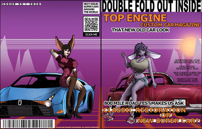 anthro asian_clothing black_body black_fur black_hair bottomwear car chinese_clothing chinese_dress classic_car clothing denim denim_bottomwear denim_clothing dress duo east_asian_clothing eyeliner female footwear fur grey_body grey_fur grey_hair hair high_heels hotpants lips makeup red_lips shirt shoes shorts sitting_on_car smile sneakers supercar tank_top text tied_shirt topwear vehicle white_body white_fur fisk_sheetz olivia_diaz taylor_lagarian domestic_rabbit himalayan_rabbit lagomorph leporid mammal oryctolagus rabbit cover english_text hi_res magazine_cover