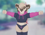 accessory anthro breasts brown_eyes clothing collar collar_ring collar_tag crown ear_piercing ear_ring ear_tuft eyelashes female freckles fur hair hair_accessory head_tuft headgear heart_collar_tag hoodie inner_ear_fluff lgbt_pride lioness_set long_hair night pawpads piercing pink_pawpads pride_colors pridelands ring_piercing solo spots spotted_legs spotted_nose striped_body stripes topwear transgender_pride_colors tree_of_life tree_of_life_(the_lion_guard) tuft ayana_lioness disney meme_clothing paggi_outfit the_lion_guard the_lion_king fan_character felid lion mammal pantherine 1:1 animated digital_media_(artwork) meme no_sound webm trans_(lore) trans_woman_(lore)