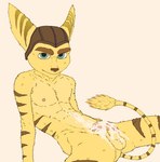 after_masturbation anthro bodily_fluids cum cumshot ejaculation fur genital_fluids genitals male nude nude_anthro penis solo tail vdrebi ratchet_and_clank sony_corporation sony_interactive_entertainment ratchet_(ratchet_and_clank) lombax mammal