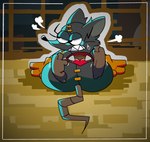 anthro embarrassed feet foot_focus fur grey_body grey_fur hole_(anatomy) looking_away male paws solo stitch_(sewing) pawplants mad_rat_dead nippon_ichi_software mad_rat_(mad_rat_dead) mammal murid murine rat rodent absurd_res hi_res