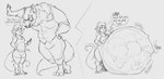 anthro canid canine digestion digestion_noises duo fatal female hi_res indigested_omelette large_prey mammal monochrome murid murine omelette_(indigested_omelette) rat rodent role_reversal smaller_pred struggling struggling_prey text vore