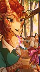 anthro blouse breath clothing female happy magic neck_bow plant plushie ribbons solo topwear toy tree skiaskai legend_of_ahya marle_talbender_(darkflamewolf) giraffe giraffid mammal hi_res