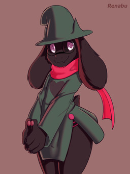 anthro bulge clothed clothing detailed_bulge eyewear floppy_ears fur genital_outline glasses happy hat headgear headwear horn male pawpads penis_outline pink_pawpads scarf short_tail simple_background solo tail underwear wide_hips renabu deltarune undertale_(series) ralsei bovid caprine darkner goat mammal 2019 hi_res