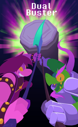 anthro armor attack axe duo female fight hair hammer male mature_male pink_body pink_hair pink_scales ponytail scales text tools venus1nk deltarune undertale_(series) gerson_boom_(deltarune) susie_(deltarune) reptile scalie turtle absurd_res english_text hi_res