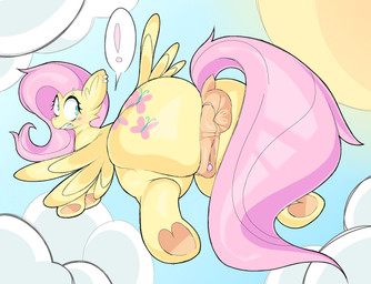 animal_genitalia animal_vulva anthro anus big_butt blue_eyes butt equine_anus equine_genitalia equine_vulva exclamation_point female feral flying genitals hair hooves looking_back pink_hair puffy_anus sky skyscape solo vulva wings yellow_body fennecbutts friendship_is_magic hasbro my_little_pony mythology fluttershy_(mlp) equid equine horse mammal mythological_creature mythological_equine pegasus pony hi_res