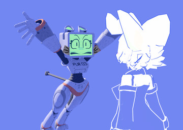 angry anthro big_butt biped blue_clothing breasts butt cheek_tuft clothing collar cord_tail duo facial_tuft female front_view fur green_inner_ear hands_up name_tag power_cord rear_view screen screen_face segmented_body shoulderless_dress simple_background sleeves small_waist tuft white_body white_fur wide_hips fc5 discord_(app) clyde_(discord) pur_03 domestic_cat felid feline felis mammal robot_anthro