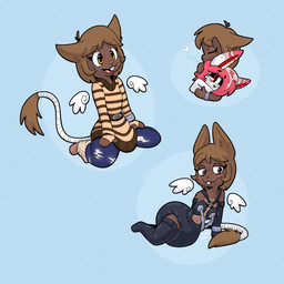 abstract_background anthro bondage_gear brown_body brown_fur buckteeth clothed clothing diaper diaper_fetish diaper_under_clothing duo female floating_wings fur male markings red_eyes tail tail_wraps teeth toony unusual_anatomy unusual_wings wearing_diaper whisker_markings white_body white_fur wings wraps yellow_eyes respecies imp hi_res nonbinary_(lore)