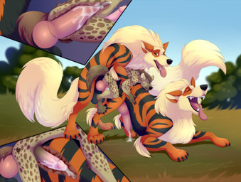 all_fours anal anal_penetration animal_genitalia animal_penis anthro anthro_on_feral anthro_penetrated anthro_penetrating anthro_penetrating_feral ass_up balls bestiality big_balls bodily_fluids brown_eyes butt canine_genitalia canine_penis claws close-up cum cum_in_ass cum_inside cum_on_ground cum_on_penis cum_string cum_while_penetrated cumshot doggystyle ejaculation erection eyes_closed fangs feral feral_penetrated feral_penetrating feral_penetrating_anthro forest from_behind_position fucked_silly fur genital_fluids genitals group group_sex gums hair half-closed_eyes hands-free happy happy_sex internal interspecies knot larger_feral larger_penetrated looking_down lucky_pierre male male/male narrowed_eyes nude open_mouth orgasm orgasm_face outside penetration penis pink_penis plant pokephilia sex sharp_teeth size_difference smaller_penetrated smile teeth threesome toe_claws tongue tongue_out train_position tree trio versatile zetsin nintendo pokemon arcanine canid canine generation_1_pokemon hyena mammal pokemon_(species) spotted_hyena hi_res