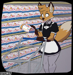 5_fingers :< anthro arm_tuft big_tail biped black_bow_tie black_clothing black_topwear bow_tie brown_arms brown_body brown_fur brown_nose cheek_tuft claws clothing detailed_background dipstick_ears dipstick_tail ear_markings elbow_tuft eyebrows facial_tuft femboy fingers fluffy fluffy_tail footwear fur furgonomics gloves_(marking) grocery_store head_tuft holding_object humanoid_hands inner_ear_fluff inside legwear looking_at_object maid_uniform male markings mole_(marking) multicolored_ears orange_body orange_fur pupils raised_eyebrows raised_tail shopping shopping_cart slit_pupils socks solo sparkles sparkling_eyes standing supermarket tail tail_markings thigh_highs thigh_socks topwear tuft two_toned_body uniform white_body white_clothing white_eyes white_footwear white_fur white_socks white_topwear suitedwolfie murrlogic1 wonder_bread balthy_(suitedwolfie) canid canine fox mammal red_fox true_fox 2025 digital_drawing_(artwork) digital_media_(artwork) hi_res meme shaded watermark