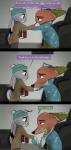 2016 anthro canid canine christmas clothed clothing comic dialogue digital_media_(artwork) disney duo english_text female fox fur gift gift_wrapped green_eyes hi_res holidays judy_hopps kungfufreak07 lagomorph leporid male mammal nick_wilde purple_eyes rabbit red_fox text true_fox winter zootopia