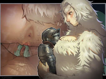 anal_hair anus armor big_breasts breasts butt clothed clothing duo erection face_in_breasts female female_on_human fully_clothed fur genitals hair hug human_on_humanoid humanoid_genitalia humanoid_penis inner_labia interspecies knight larger_female larger_humanoid male male/female male_on_humanoid penetration penile penile_penetration penis plate_armor size_difference smaller_human smaller_male vaginal vulva warrior white_body white_fur white_hair fluffydango dark_souls fromsoftware mythology crossbreed_priscilla animal_humanoid dragon dragon_humanoid furred_dragon furred_dragon_humanoid furred_scalie human humanoid mammal mythological_creature mythological_scalie scalie 4:3 hi_res