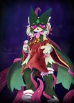 asian_clothing chinese_clothing chinese_dress clothing dress east_asian_clothing female happy_birthday tentacles morslng nintendo pokemon generation_9_pokemon humanoid meowscarada pokemon_(species) absurd_res dated hi_res