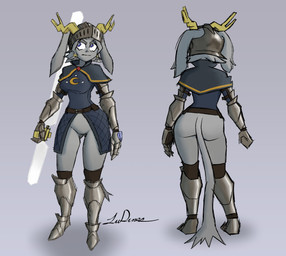 anthro antlers armor armored_boots belt big_breasts big_butt blue_clothing blue_eyes blue_topwear bottomless breasts butt clothed clothing featureless_crotch female floppy_ears front_view fur gauntlets gloves grey_body grey_fur handwear headgear helmet holding_object holding_weapon horn lop_ears rear_view solo thick_thighs topwear weapon wide_hips yellow_horn ludunes pseudoregalia sybil_(pseudoregalia) bovid caprine goat hybrid jackalope lagomorph leporid mammal rabbit hi_res