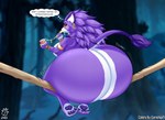 4_toes anthro big_butt breasts butt butt_expansion expansion feet female fingers fun_paste fur hair huge_butt hyper hyper_butt pawpads purple_body purple_fur purple_hair purple_pawpads soles solo tail text thick_thighs thought_bubble toes wide_hips badgerben cornchip21 trials_of_mana belladonna_(trials_of_mana) domestic_cat felid feline felis mammal 2023 english_text hi_res