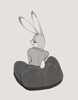 big_butt bottomwear butt butt_squish clothing denim denim_bottomwear denim_clothing female huge_butt jeans looking_back pants sitting solo squish tight_clothing bigoldoinks disney zootopia judy_hopps lagomorph leporid mammal rabbit hi_res sketch
