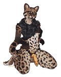 animal_dildo animal_sex_toy anthro bottomless canine_dildo clothed clothing dildo female hoodie hoodie_only kneeling looking_at_viewer piercing sex_toy sleeveless_hoodie solo strapon tongue tongue_piercing tongue_stud topwear topwear_only yellow_eyes lostgoose savishe_(lostgoose) felid feline leopardus mammal ocelot 2025 digital_media_(artwork) hi_res