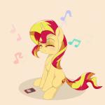 1:1 2018 animated blush cutie_mark earbuds electronics equestria_girls equid equine eyebrows eyelashes eyes_closed female feral hair happy hasbro headbanging headphones horn listening_to_music mammal multicolored_hair musical_note my_little_pony mythological_creature mythological_equine mythology nude portable_music_player portrait puetsua shadow short_playtime simple_background sitting smile solo sunset_shimmer_(eg) szafir87 tan_background third-party_edit two_tone_hair unicorn