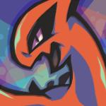 abstract_background alternate_color ambiguous_gender looking_at_viewer modern_art open_mouth orange_body outline solo zaikudo nintendo pokemon generation_2_pokemon legendary_pokemon lugia pokemon_(species) 1:1 digital_media_(artwork) low_res