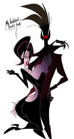 big_breasts black_hair blue_eyes bodysuit breast_squish breasts butt butt_grab cleavage clothed clothing dialogue duo fangs female glowing glowing_eyes hair hand_on_butt hand_on_hip huge_breasts humanoid_pointy_ears lipstick looking_at_viewer makeup male multicolored_hair not_furry on_one_leg open_mouth pink_hair pointy_ears red_eyes shirt simple_background skinsuit speech_bubble squish standing teeth text tight_clothing tongue topwear two_tone_hair white_background slb geraldine_ruthmillen verney_ruthmillen humanoid vampire absurd_res digital_media_(artwork) english_text hi_res