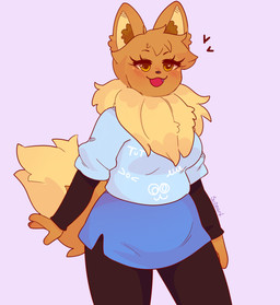 4_fingers anthro big_breasts black_clothing black_eyebrows black_leggings black_legwear black_topwear blue_bottomwear blue_clothing blue_dress blue_skirt blush blush_lines bottomwear breasts brown_body brown_fur brown_inner_ear_fluff brown_tail clothed clothed_anthro clothed_female clothing dress eyebrows eyelashes female fingers fluffy fluffy_tail fully_clothed fully_clothed_anthro fully_clothed_female fur heart_symbol inner_ear_fluff leggings legwear light multicolored_body multicolored_fur neck_tuft open_mouth open_smile pokemorph purple_background red_tongue simple_background skirt small_nose smile solo tail tan_body tan_fur tan_inner_ear tan_sclera text tongue topwear tuft two_tone_tail yellow_eyes suzeart nintendo pokemon fan_character pral_(freakyveemf) eevee generation_1_pokemon pokemon_(species) 11:12 2024 artist_name colored digital_drawing_(artwork) digital_media_(artwork) english_description hi_res lighting shaded
