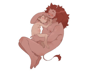 abdominal_bulge blush cuddling duo feline_ears male male/male mane nipples penetration pointy_ears size_difference skinny tail tight_fit vaginal vaginal_penetration mari_costa cervine deer felid humanoid lion mammal pantherine unknown_species