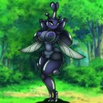 2_toes anthro blue_body blue_nipples blue_pussy blurred_background breasts detailed_background eyelashes feet female forest forest_background genitals glistening glistening_body grass multicolored_body nature nature_background nipples plant pussy solo toes tree two_tone_body wings yellow_eyes bugzilla nintendo pokemon arthropod generation_2_pokemon heracross pokemon_(species) 1:1 absurd_res hi_res