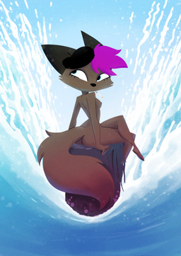 anthro arched_back beach beret beret_only big_butt biped blue_eyes breasts brown_body brown_fur butt cigarette clothing crossed_legs eyelashes female fluffy fluffy_tail fur hat headgear headwear looking_aside looking_back nipples nude nude_female pawpads rear_view side_boob sitting small_breasts small_nipples small_waist smoking smoking_cigarette solo tail wasp_waist water_splashes wave wide_hips pusszone audrey_(pusszone) canid canine fox mammal 2025 absurd_res hi_res