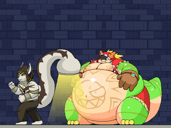 anthro armband belt belt_buckle big_feet blush blush_lines bottomwear broken_belt buckle bulge cell_tail clothed clothing cocky_smile digestion dominant_pred duo earth energy_drain fangs feet glistening glistening_body growth hand_on_belly holding_planet hypnosis jumping laugh laying_on_another lying magic magic_user male male/male markings mind_control muscular narrowed_eyes obese obese_anthro obese_male object_vore open_belt open_bottomwear open_clothing open_pants overweight overweight_anthro overweight_male pants pants_unbuttoned pants_undone pants_unzipped planet planet_vore questionable_consent red_face sitting smug_pred squint standing tail tail_fetish tail_play tail_vore teeth torn_bottomwear torn_clothing torn_pants tube_bulge underwear vore weight_gain anzeray tribal_hunter bartleby munch_(tribal_hunter) lizard reptile scalie animated digital_media_(artwork) pixel_(artwork) pixel_animation