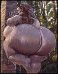 anthro bathing big_breasts big_butt breasts brown_hair butt female fur hair huge_breasts huge_butt nipples nude obese outdoor_shower overweight showering solo thick_thighs wet wet_body patacon may_(garuda_six) lagomorph leporid mammal rabbit 2022 absurd_res hi_res