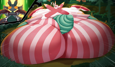 big_butt butt far huge_butt morbidly_obese obese outside overweight rear_view red_sclera solo shweetmagnet nintendo pokemon generation_7_pokemon lurantis pokemon_(species) 2026 hi_res