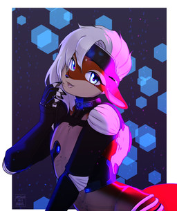 anthro clothing cybernetics femboy happy machine male pose smile smiling_at_viewer solo synthetic mishabahl merry_the_rob'ott android humanoid mammal mustelid otter robot robot_humanoid absurd_res hi_res pinup portrait andromorph_(lore)