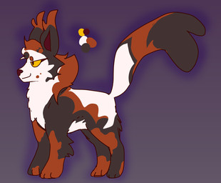 ambiguous_gender arm_tuft dipstick_tail ear_tuft elbow_tuft feral fur gradient_background head_tuft markings multicolored_body multicolored_fur neck_tuft simple_background smile smirk solo tail tail_markings tuft snuffkitt3n warriors_(book_series) sol_(warriors) calico_cat domestic_cat felid feline felis mammal tortoiseshell_cat 2024