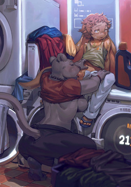 age_difference anthro appliance blush bottomwear breasts clothed clothing clothing_lift crouching duo eyewear fellatio female flip_flops footwear furgonomics genitals glasses inside jewelry larger_female laundromat laundry_machine looking_away male male/female navel necklace nipples older_female open_bottomwear open_clothing open_mouth open_pants oral pants penile penis public public_sex raised_clothing raised_shirt raised_tail raised_topwear sandals sex shirt shirt_lift shoes sitting size_difference skirt smaller_male spread_legs spreading tail tail_through_skirt tank_top tiptoes topwear washing_machine young younger_male puinkey_(artist) felid lagomorph leporid mammal rabbit hi_res