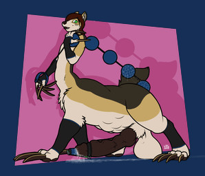 abdominal_bulge anal_beads animal_genitalia balls big_penis blush brown_body brown_fur claws erection facial_piercing fur genitals green_eyes huge_penis hyper hyper_genitalia hyper_penis knot lip_piercing lips long_claws looking_back male penetration penis piercing rear_view sex_toy sheath simple_background smile solo standing tan_body tan_fur urethral urethral_penetration white_body white_fur longblueclaw canid canid_taur mammal mammal_taur taur 2015 alpha_channel digital_media_(artwork) full-length_portrait portrait
