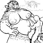 anthro belly big_belly big_breasts big_penis blush bodily_fluids breasts butt dialogue duo erection genital_fluids genitals huge_penis humanoid_genitalia humanoid_hands humanoid_penis humping hyper hyper_genitalia hyper_penis knot larger_male male male/male nipple_outline nipples not_furry nude open_mouth overweight overweight_anthro overweight_male penis sex simple_background size_difference smaller_male smile spikes teeth text thick_thighs thought_bubble miglove godzilla_(series) toho godzilla human humanoid kaiju mammal monster reptile scalie 1:1 digital_media_(artwork) english_text monochrome sketch