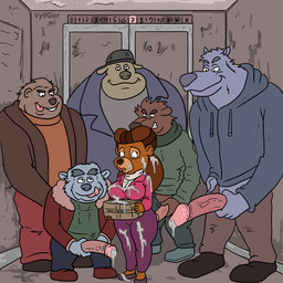 age_difference anthro bedroom_eyes big_breasts big_penis breasts brown_body clothing delivery_(commerce) ejaculation elevator erection female fur genitals group hair humanoid_genitalia humanoid_penis imminent_rape imminent_sex larger_male looking_at_another male male/female narrowed_eyes older_female penis seductive shocked size_difference smaller_female vylfgor disney talespin rebecca_cunningham bear mammal 1:1 absurd_res hi_res