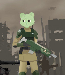 anthro apocalypse army cadia clothing cosplay crossover_cosplay imperial_guard male male/male military military_uniform ptsd ruined_city ruins soldier solo stressed tank_(vehicle) uniform vehicle warrior cookiespug happy_tree_friends warhammer_(franchise) warhammer_40000 flippy flippy_(htf) bear mammal crossover hi_res