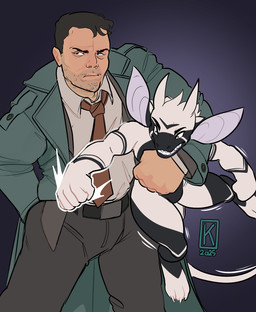 5_fingers angry antennae_(anatomy) anthro armband_(marking) belt belt_buckle big_ears black_bottomwear black_clothing black_markings black_pants bottomwear buckle chevron_(marking) clothed clothed_human clothing coat countershade_torso countershading digitigrade duo emanata eyebrows fingers fist fur glare gradient_background green_clothing green_coat green_topwear hair male markings necktie nude nude_anthro pants punch punching_air pupils red_necktie sharp_teeth shirt short_hair simple_background slacks small_pupils stubble suspenders teeth topwear trenchcoat white_body white_clothing white_fur white_shirt white_topwear wristband_(marking) kanekuo ace_attorney capcom microsoft ori_(series) wolffie529 xbox_game_studios chevron_(wolffie) dick_gumshoe guardian_spirit human mammal hi_res