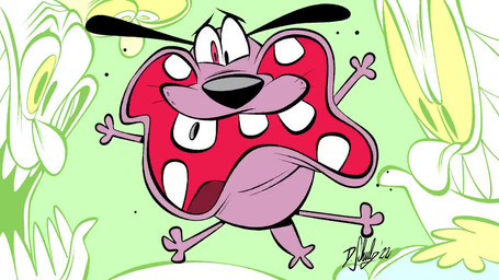 3_fingers 3_toes anthro feet fingers male open_mouth pink_body screaming teeth toes themrock cartoon_network courage_the_cowardly_dog courage_the_cowardly_dog_(character) canid canine canis domestic_dog mammal 16:9 2023 animated no_sound short_playtime video widescreen