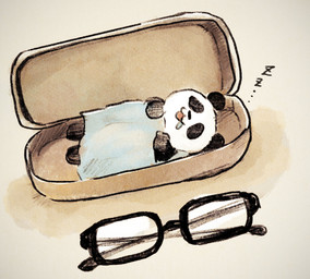 anthro bedding black_body black_nose blanket bodily_fluids chibi drooling eyewear glasses lying micro saliva sleeping solo white_body araru bear giant_panda mammal 2020 hi_res