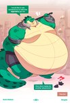 2023 alligator alligatorid anthro bare_chest colored comic crocodilian english_text hi_res kygen male morbidly_obese morbidly_obese_male obese obese_male overweight overweight_male reptile scalie shaded solo text the_end