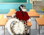 anthro anus balls butt classroom clothed clothing femboy genitals leg_warmers legwear male pantsless perineum presenting presenting_anus presenting_hindquarters raised_tail school shirt shy solo tail topwear wolfschulte umbrose felid mammal pantherine snow_leopard 5:4 hi_res