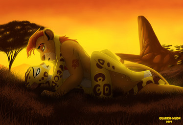 ambiguous_penetration anthro anthro_on_anthro anthro_penetrated anthro_penetrating anthro_penetrating_anthro anthrofied bodily_fluids breasts chest_tuft detailed_background duo eye_contact eye_scar facial_scar female female_on_bottom female_penetrated from_front_position fur fur_markings grass hair half-closed_eyes hug imminent_kiss interspecies intimate leg_wrap legs_up light looking_at_another looking_at_partner looking_pleasured love lying male male/female male_on_top male_penetrating male_penetrating_female markings missionary_position multicolored_body multicolored_fur narrowed_eyes nude on_back on_bottom on_ground on_top open_mouth outdoor_nudity outside outside_sex penetration plant red_hair romantic romantic_ambiance romantic_couple savanna scar sex side_boob side_view spots spotted_body spotted_fur sunlight sunset sweat tuft yellow_body yellow_fur quarko-muon disney the_lion_guard the_lion_king fuli kion_(the_lion_guard) cheetah felid feline lion mammal pantherine 2019 hi_res warm_colors