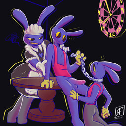 chain clothing dress group intersex intersex/male maid_uniform male male/male sitting solo suggestive trio uniform rfantasy_art glitch_productions the_amazing_digital_circus jax_(tadc) humanoid lagomorph leporid mammal rabbit 1:1 hi_res